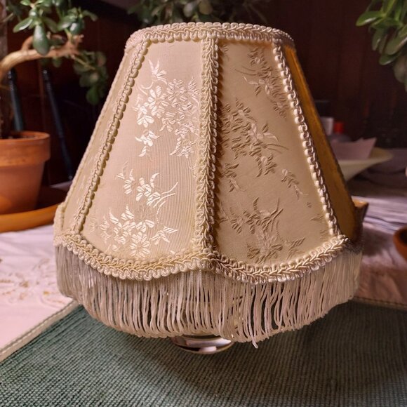 Cream Boudoir Lamp Shade with Tassel Bottom Frindge1960's 7 Inches Tall - Picture 16 of 16
